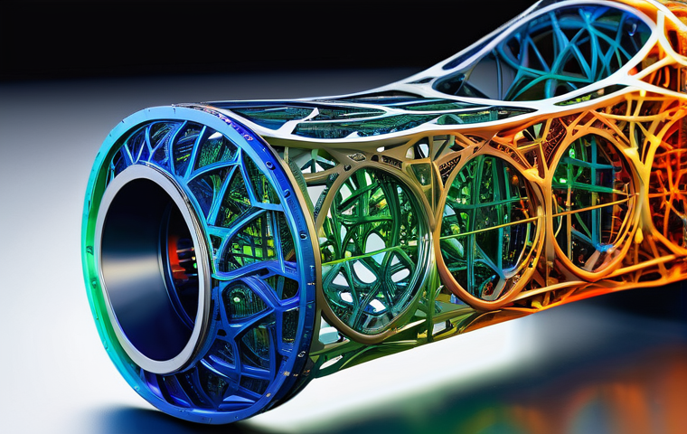 기계설계 FEA 유한요소해석 기초 - **Image Prompt 1: The Core of Finite Element Analysis**
A highly detailed, cinematic shot illust...