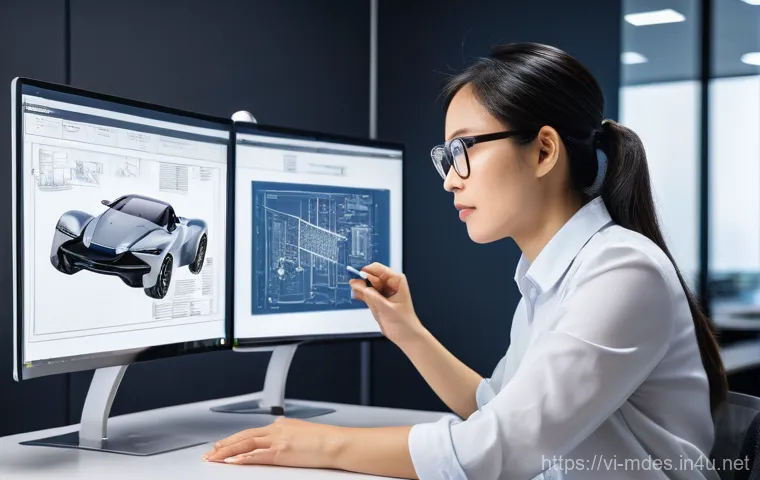 기계설계 도면 작성 실수 방지법 - **Focused Precision in Modern CAD Design**
A highly detailed, professional image of a Vietnamese...