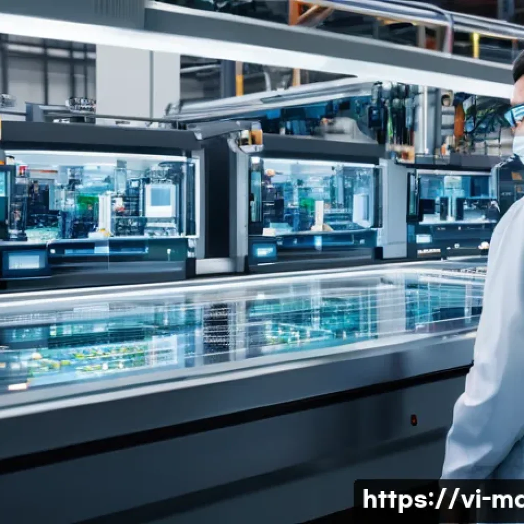 기계설계 실습 과제 아이디어 - **Prompt for Automated Manufacturing Scene:**
    "A vibrant, high-tech manufacturing floor within a...