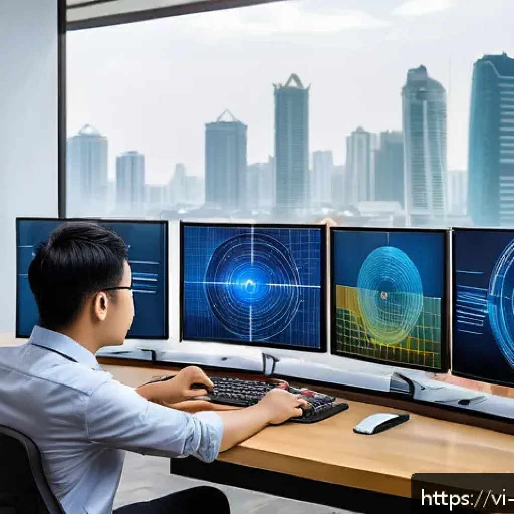 기계설계 해외 취업 전략 - A modern Vietnamese mechanical engineer working in a high-tech design studio, wearing smart casual a...