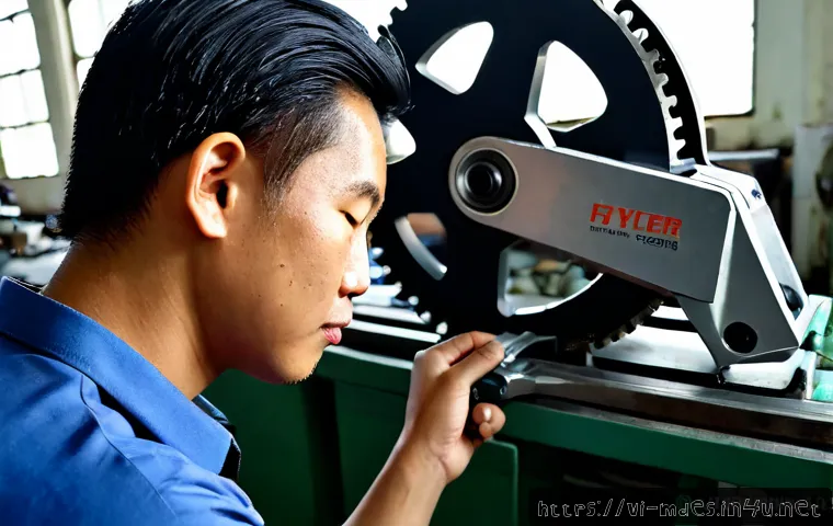 기계설계로 특허 내는 방법 - Photorealistic mechanical engineer in a modern Vietnamese workshop, carefully examining a newly desi...